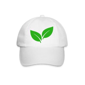 Grüne Blätter Illustration - Baseballkappe - Weiß/Weiß - Vorne