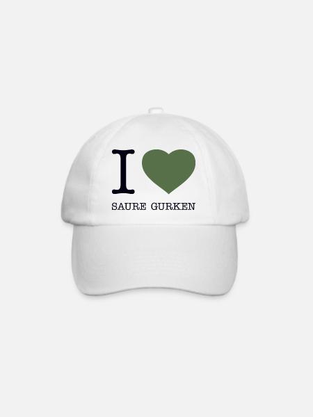 I love Saure Gurken - Baseballkappe - Weiß/Weiß