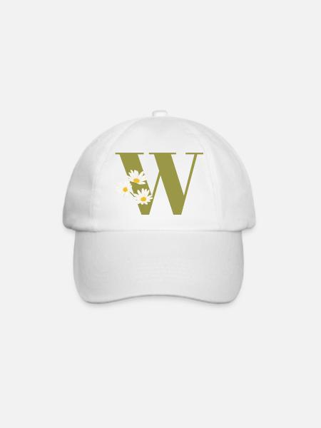 Buchstabe w Grüne Gänseblümchen - Baseballkappe - Weiß/Weiß