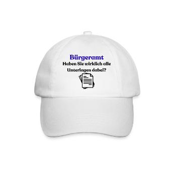 Bürgeramt Blau Typografie Shirt - Baseballkappe - Weiß/Weiß - Vorne