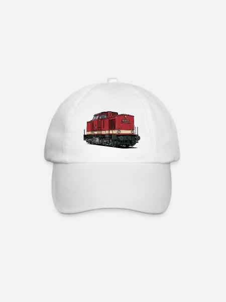 Rote Diesellokomotive Vintage Stil BR 112 - Baseballkappe - Weiß/Weiß