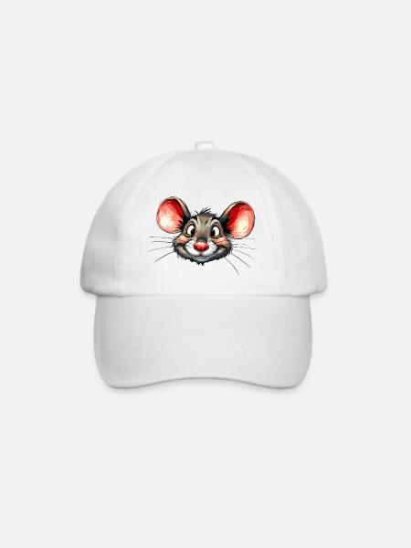 Maus - Baseballkappe - Weiß/Weiß
