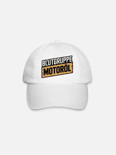 Blutgruppe Motoröl Schrauber Design - Baseballkappe - Weiß/Weiß