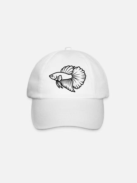 Kampffisch Betta Splendens Aquarium - Baseballkappe - Weiß/Weiß