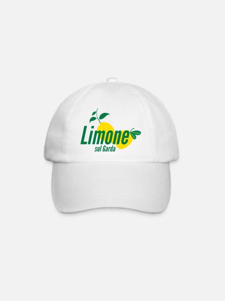 Stylisches „Limone sul Garda“ Zitronenprint Shirt - Baseballkappe - Weiß/Weiß