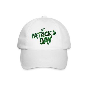 Grüne Blatt-Typo St Patrick's Day - Baseballkappe - Weiß/Weiß - Vorne