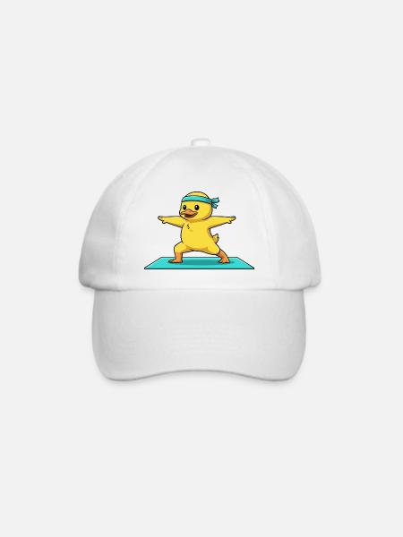 Yoga-Entenvogel mit Kriegerposen-Kunst - Baseballkappe - Weiß/Weiß