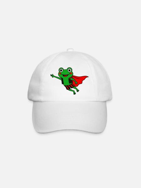 Froschheld im Cape - Baseballkappe - Weiß/Weiß