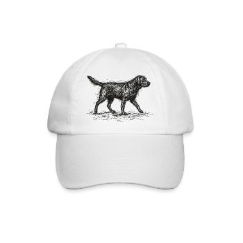Labrador Sketch – Minimalistisches Hund Design - Baseballkappe - Weiß/Weiß - Vorne