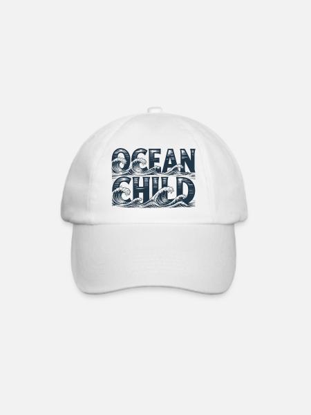 Ocean Child Wellenkunst - Baseballkappe - Weiß/Weiß