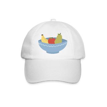 Obstschalen-Stillleben-Illustration - Baseballkappe - Weiß/Weiß - Vorne