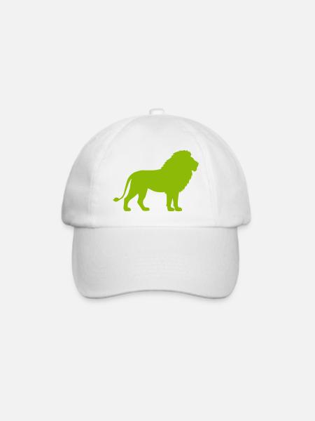 Löwe Silhouette Neon Grün - Baseballkappe - Weiß/Weiß