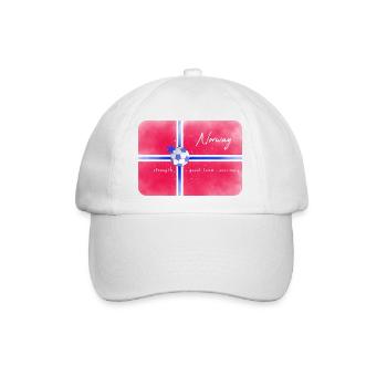 Norwegen Flagge mit Fußball Trikot Länderspiele - Baseballkappe - Weiß/Weiß - Vorne