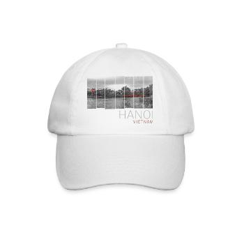 Hanoi Stadt in Vietnam Panorama Vintage Souvenir - Baseballkappe - Weiß/Weiß - Vorne