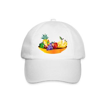 Geometrisches Obst Stillleben –  Früchte Schale - Baseballkappe - Weiß/Weiß - Vorne
