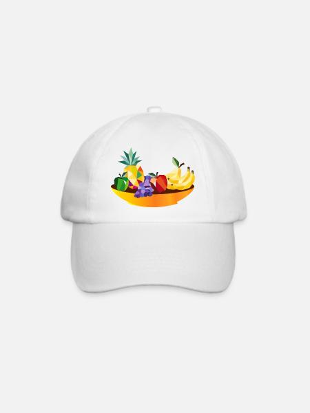 Geometrisches Obst Stillleben – Früchte Schale - Baseballkappe - Weiß/Weiß