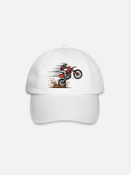 Motocross Sprung im Schlamm - Baseballkappe - Weiß/Weiß