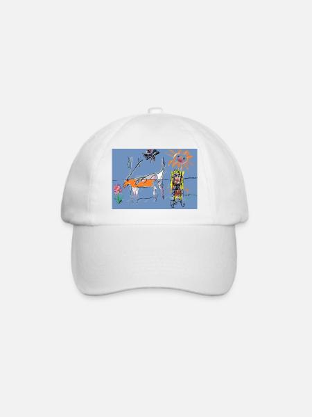 Blume, neoexpressionistische surreale Wiese - Baseballkappe - Weiß/Weiß