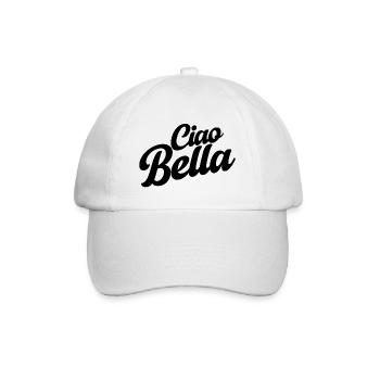 Ciao Bello Italien Spruch – Minimal Typo Design - Baseballkappe - Weiß/Weiß - Vorne
