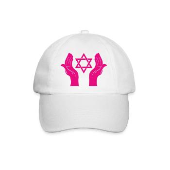 Magenta Hände mit Davidstern - Baseballkappe - Weiß/Weiß - Vorne