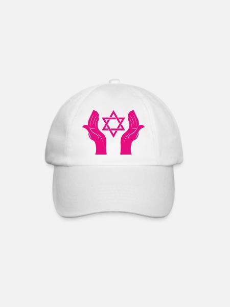 Magenta Hände mit Davidstern - Baseballkappe - Weiß/Weiß