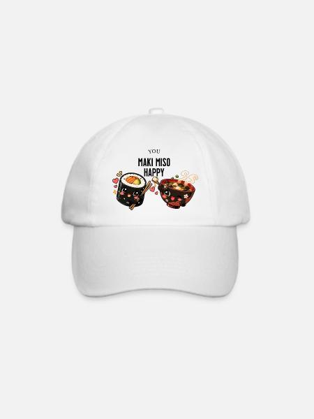 you maki miso happy - Baseballkappe - Weiß/Weiß