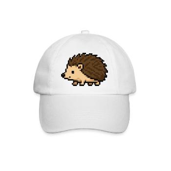 Pixeliger Igel im Retro-Stil - Baseballkappe - Weiß/Weiß - Vorne