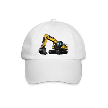 Gelbe Baumaschine Bagger - Baseballkappe - Weiß/Weiß - Vorne