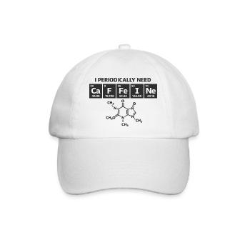  Lustiger Kaffee Periodensystem "CaFFeINe" Kaffee - Baseballkappe - Weiß/Weiß - Vorne