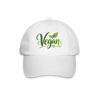 Vegan - Veganer - fleischfrei - fleischlos - Baseballkappe - Weiß/Weiß - Vorne