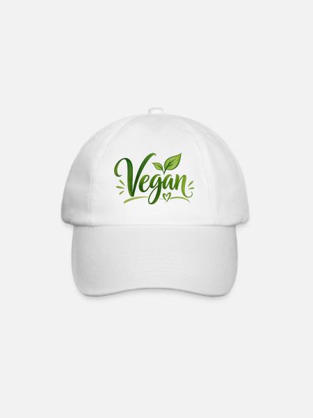 Vegan - Veganer - fleischfrei - fleischlos - Baseballkappe - Weiß/Weiß