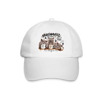 Morgenmuffel Katzenkaffee BKH - Baseballkappe - Weiß/Weiß - Vorne