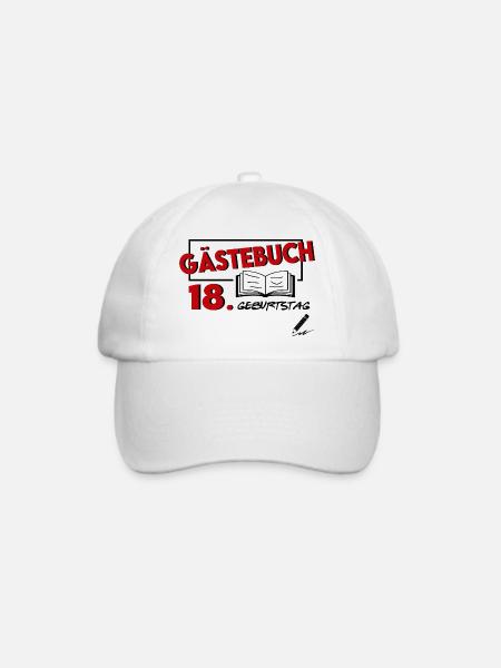 Gästeliste Gästebuch 18. Geburtstag Party Geschenk - Baseballkappe - Weiß/Weiß