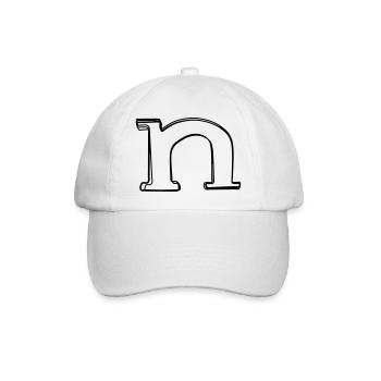 Kleinbuchstabe n handgezeichnet - Baseballkappe - Weiß/Weiß - Vorne