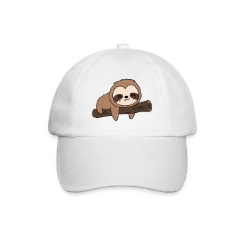 Süßes Faultier - Kawaii - Baseballkappe - Weiß/Weiß - Vorne