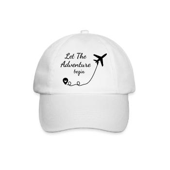 Reisen - Let The Adventure Begin - Reiselust - Baseballkappe - Weiß/Weiß - Vorne