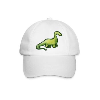 Salbeigrüner Aquarell-Dino - Baseballkappe - Weiß/Weiß - Vorne