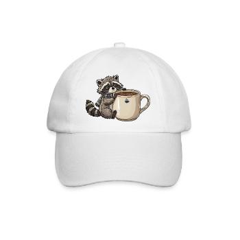 Tired Raccoon Coffee Design - Baseballkappe - Weiß/Weiß - Vorne