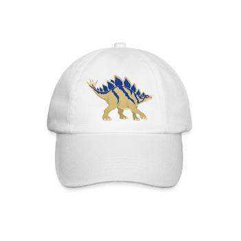 Blau gestreifter Stegosaurus im Vintage-Stil - Baseballkappe - Weiß/Weiß - Vorne