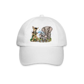 Bunny Punk Tierpfleger — Wasserhelden Elefant  - Baseballkappe - Weiß/Weiß - Vorne