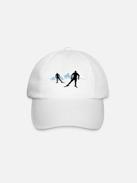 Langläufer und Berge, Langlauf - Baseballkappe - Weiß/Weiß
