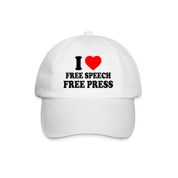 i love free speech free press - Baseballkappe - Weiß/Weiß - Vorne