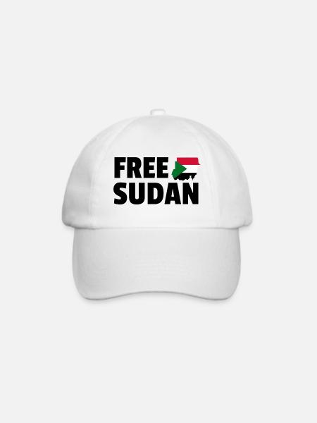 Free Sudan, Free Sudan Flag Map, Support Sudan - Baseballkappe - Weiß/Weiß