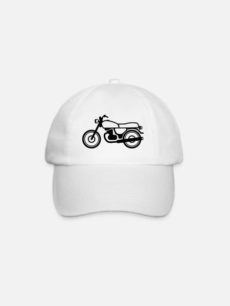 Motorrad / Bike - Zeichnung schwarz - Baseballkappe - Weiß/Weiß