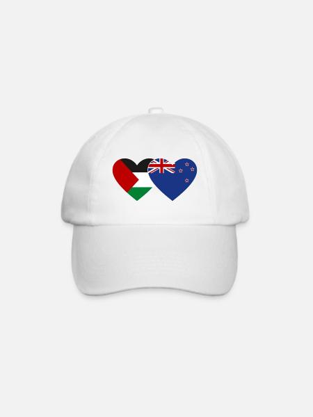 Palästina Neuseeland Flagge Herz - Baseballkappe - Weiß/Weiß