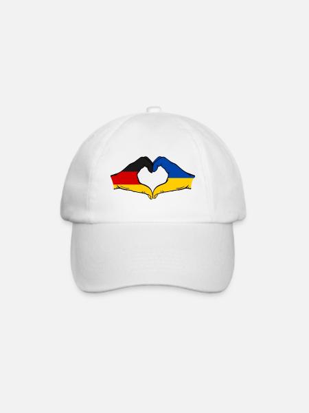 Deutschland Ukraine Flagge Hände Herzform - Baseballkappe - Weiß/Weiß