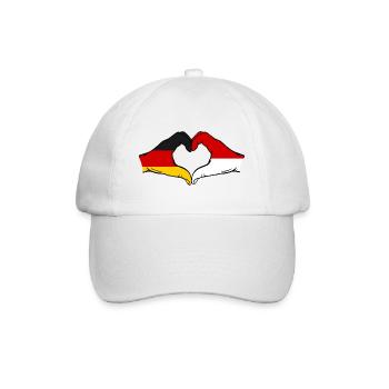 Deutschland Monaco Flagge Haende Herzform - Baseballkappe - Weiß/Weiß - Vorne