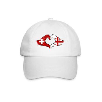 Schweiz Georgien Flagge Hände Herzform used - Baseballkappe - Weiß/Weiß - Vorne