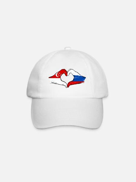 Singapur Russland Flagge Hände Herzform used - Baseballkappe - Weiß/Weiß