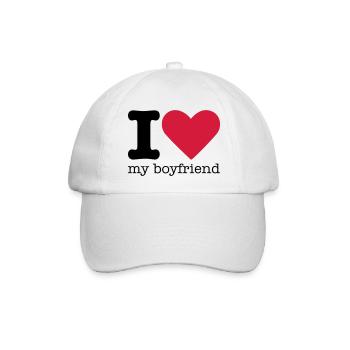 I Love My Boyfriend - Baseballkappe - Weiß/Weiß - Vorne